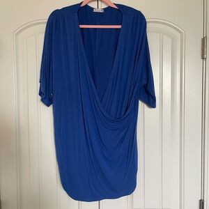 In’Voland Royal Blue Cross Front Dressy Tee 22W